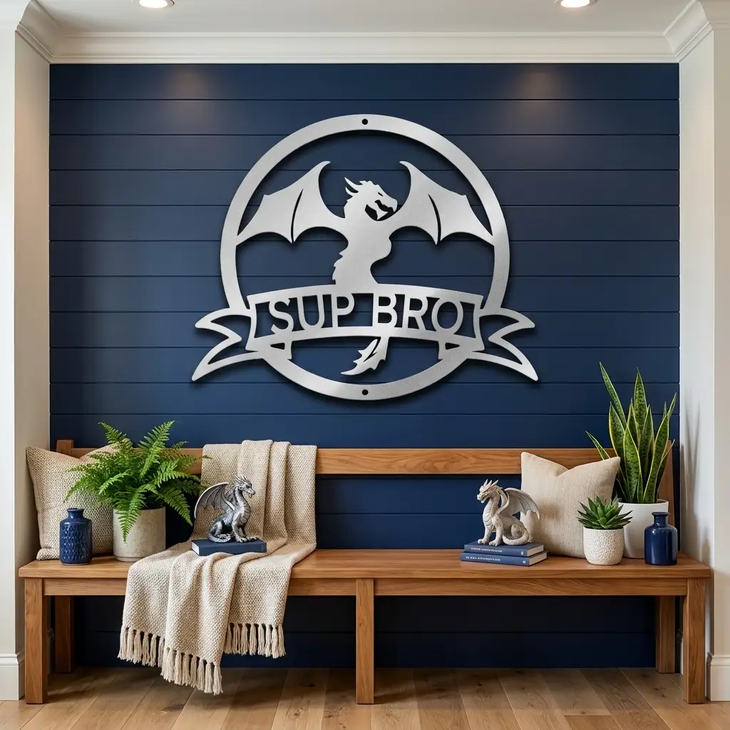 Dragon Banner Personalized Name Metal Art Wall Sign