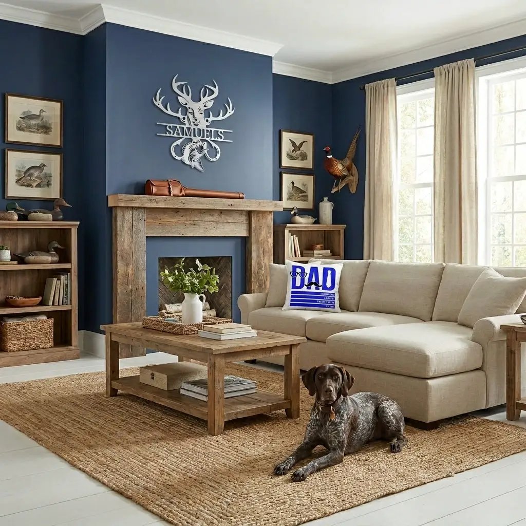 Outdoorsman Custom Metal Wall Art Deer Hunting and Bass Fishing Sign Custom Name Rustic Cabin Decor Hunter Fisherman Gift