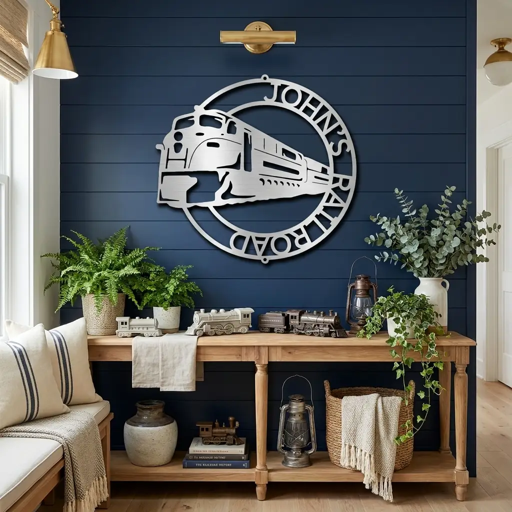 Railroad Train Metal Wall Art – Locomotive Wall Decor – Railroad Enthusiast Gift – Train Lover Wall Sign