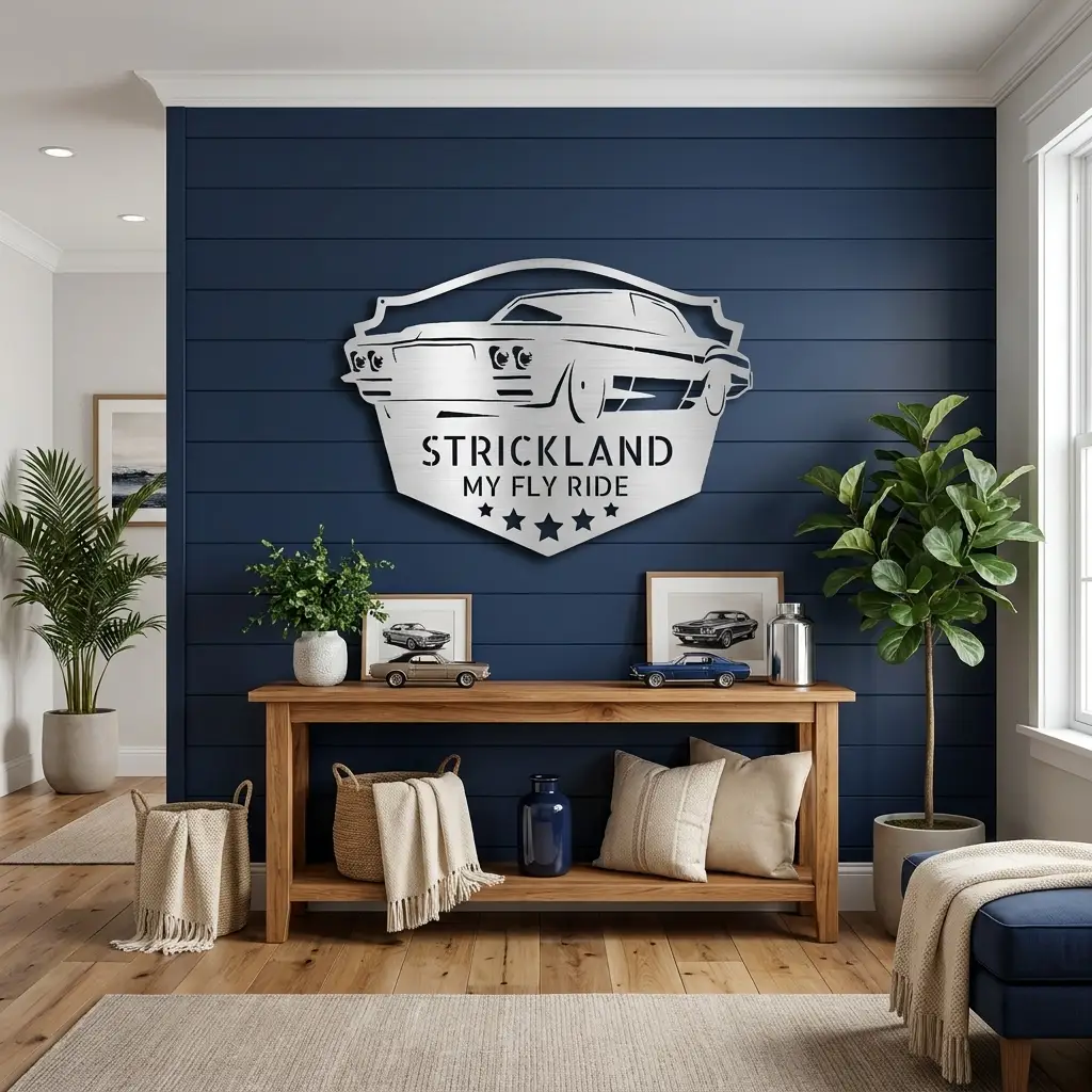 Personalized Muscle Car Metal Wall Art Sign – Custom Garage Name Sign – Classic Car Steel Decor – Man Cave Garage Wall Art Gift