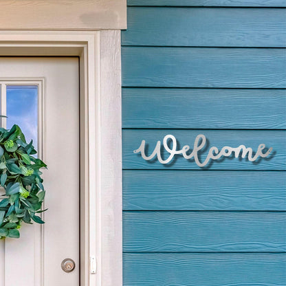 Welcome Script Indoor Outdoor Steel Wall Sign - Mallard Moon Gift Shop