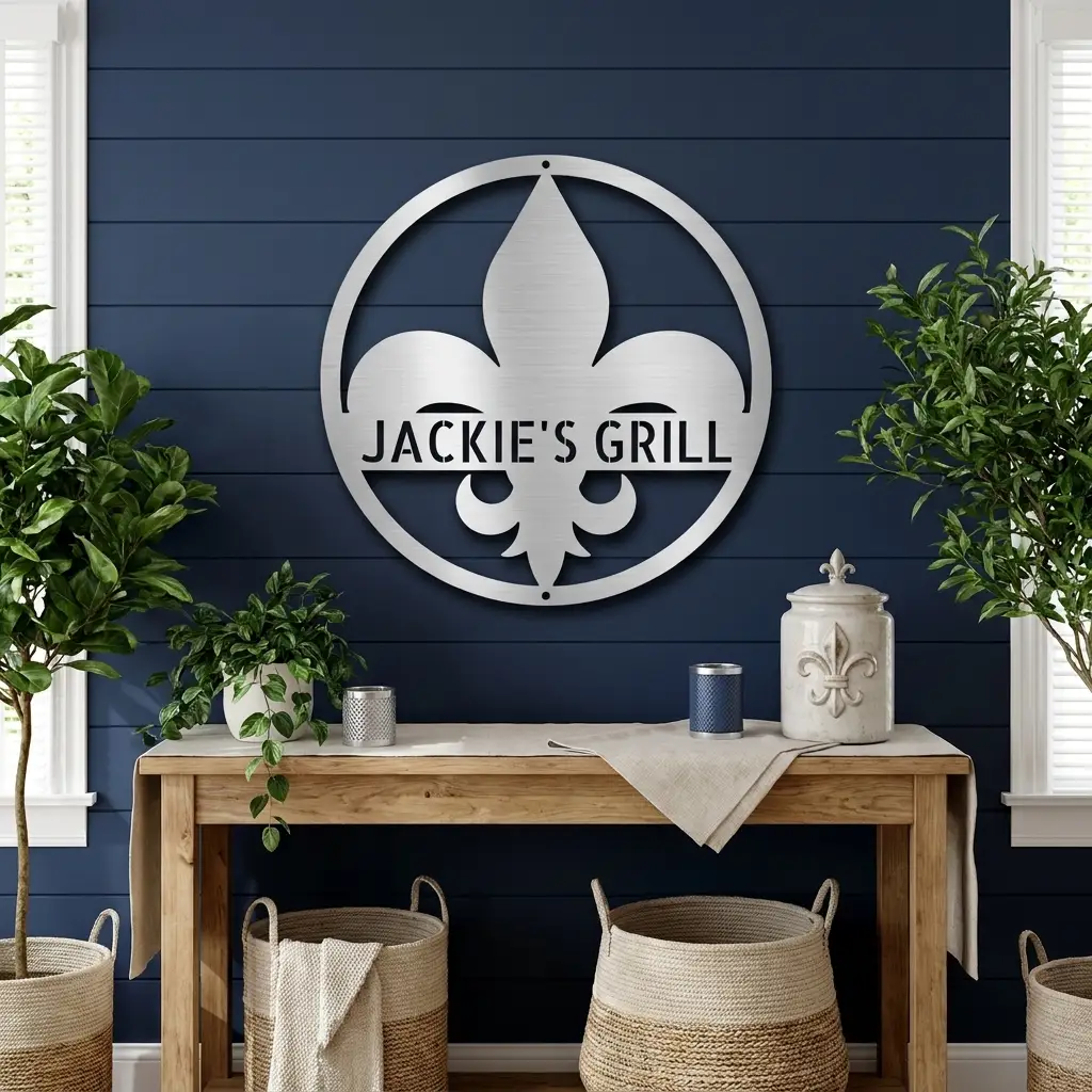 Personalized Fleur de Lis Metal Wall Art | Custom Name Metal Sign | French Country Decor | Family Name Sign | Made in USA
