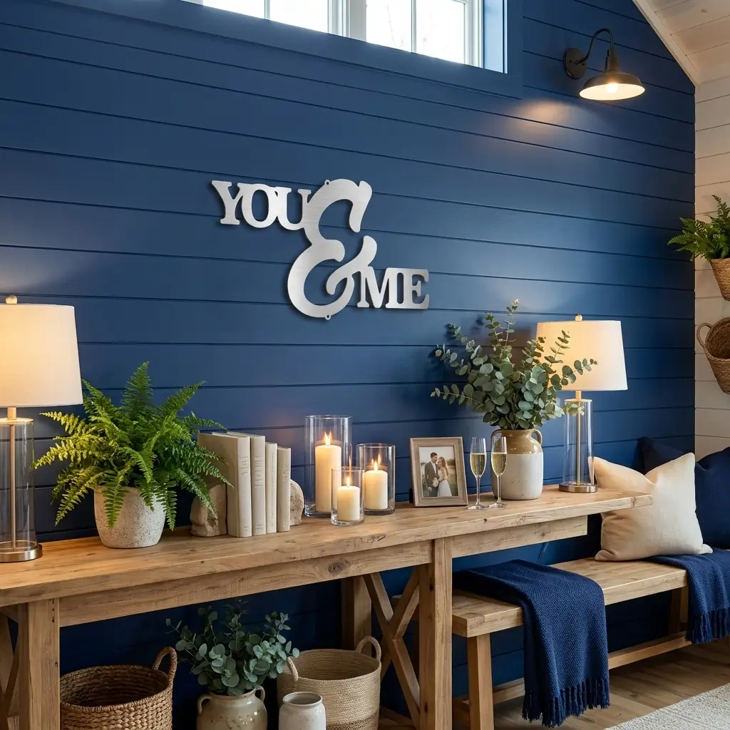 You and Me Script Indoor Outdoor Steel Wall Sign