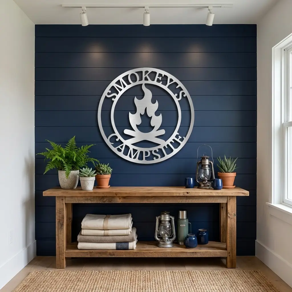 Campfire Custom Monogram Indoor Outdoor Steel Wall Sign Metal Art Home Décor