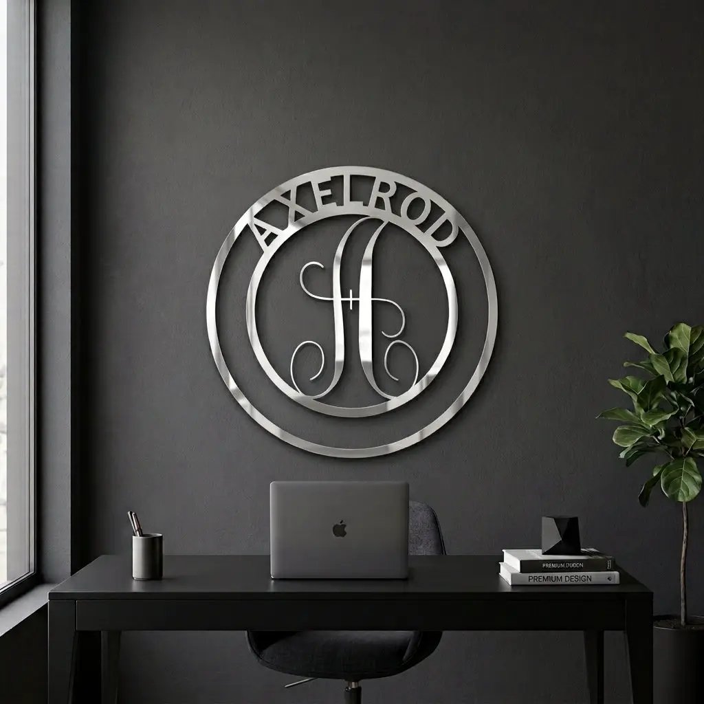 Personalized Monogram Metal Wall Art | Custom Family Name & Established Date Sign | Last Name Metal Wall Decor | Made in USA