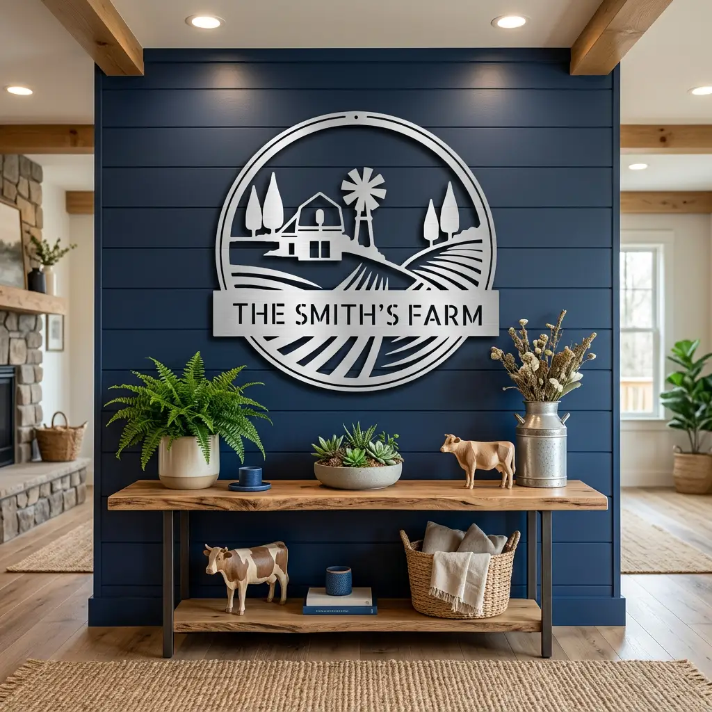 Farm with Windmill Personalized Metal Wall Art | Custom Farm Name Sign | Rustic Farmhouse Metal Decor | Barn & Ranch Wall Art | Country Home Gift | Made in USA