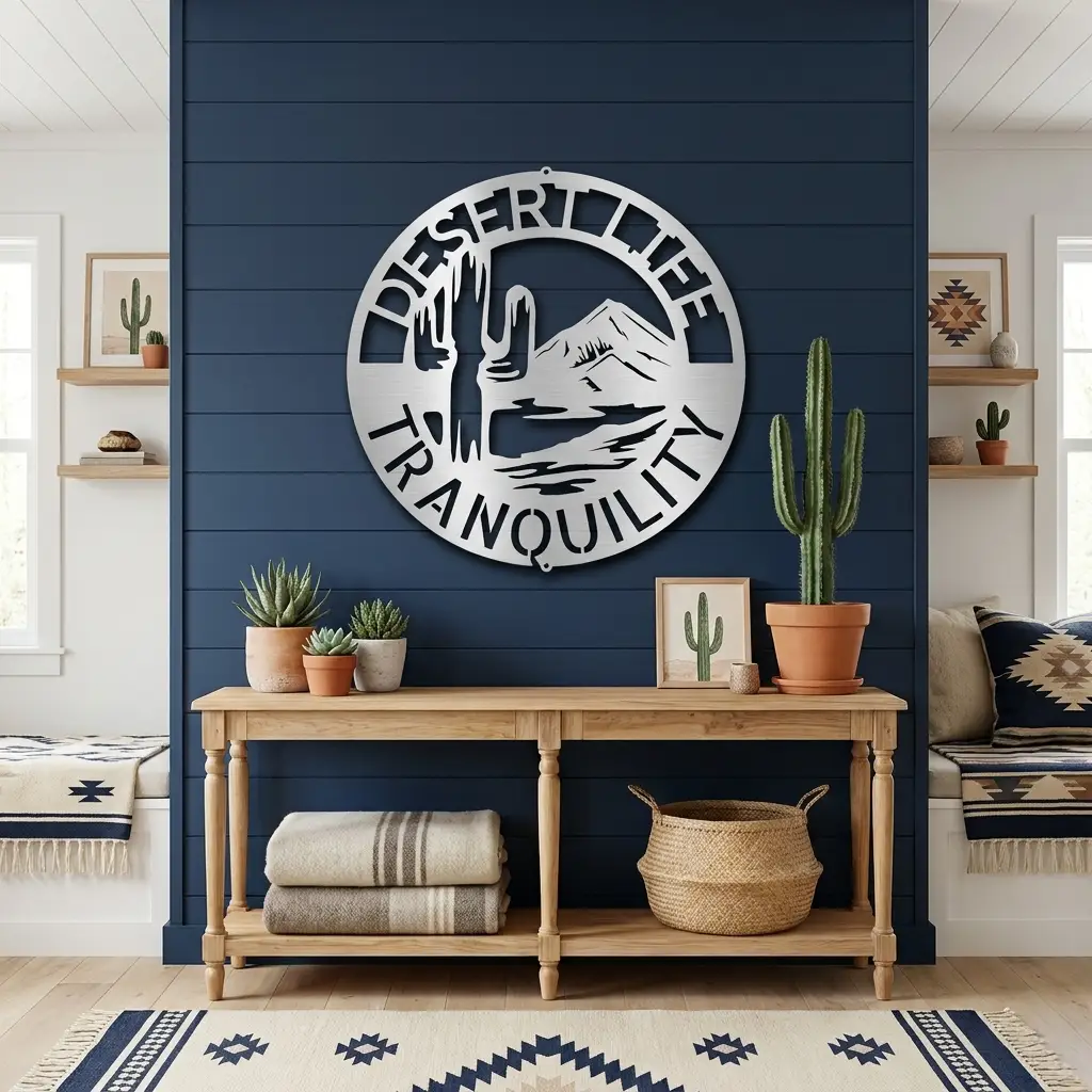 Desert Life Personalized Cactus Scene Indoor Outdoor Steel Wall Sign