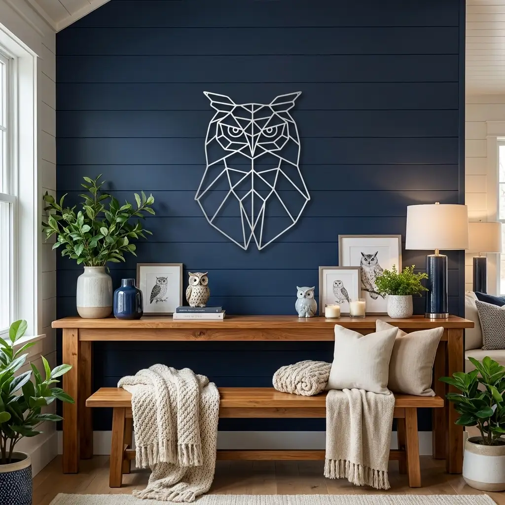 Geometric Owl Metal Wall Art | Modern Owl Metal Decor | Abstract Polygon Owl Wall Hanging | Contemporary Wildlife Wall Art | Nature Inspired Home Decor | Made in USA