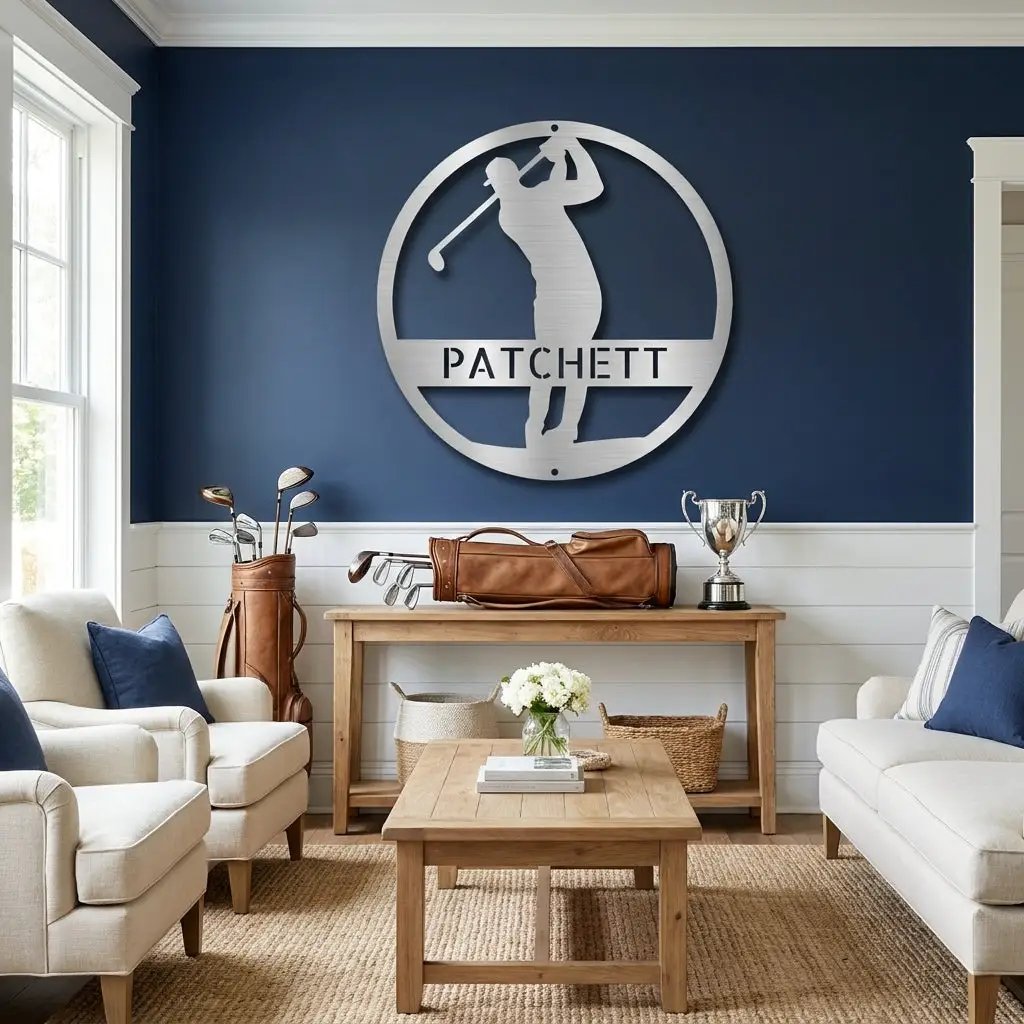 Personalized Golfer Metal Wall Art Custom Name Golf Sign Man Cave Decor Golf Gift for Dad Golf Lover Metal Wall Sign Outdoor Decor