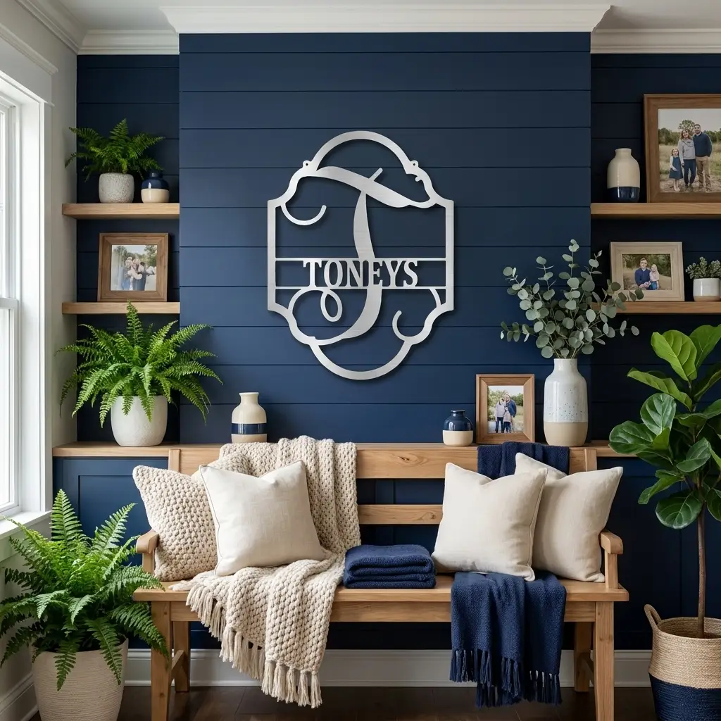 Elegant Personalized Monogram Metal Wall Art – Custom Initial and Family Name Sign – Decorative Steel Wall Decor – Wedding & Housewarming Gift