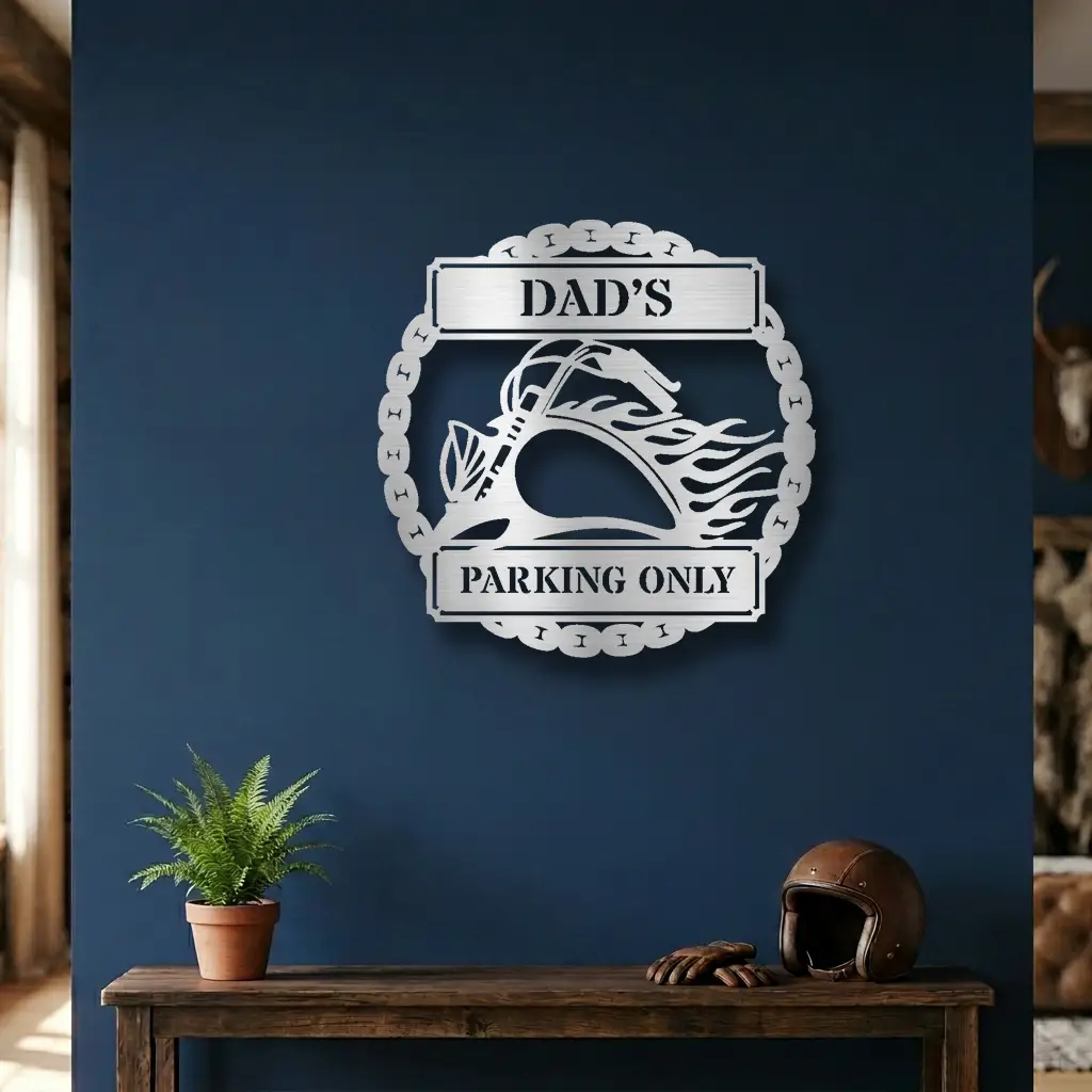 Personalized Motorcycle Metal Wall Art Sign – Custom Biker Name Sign – Garage Wall Decor – Man Cave Motorcycle Gift