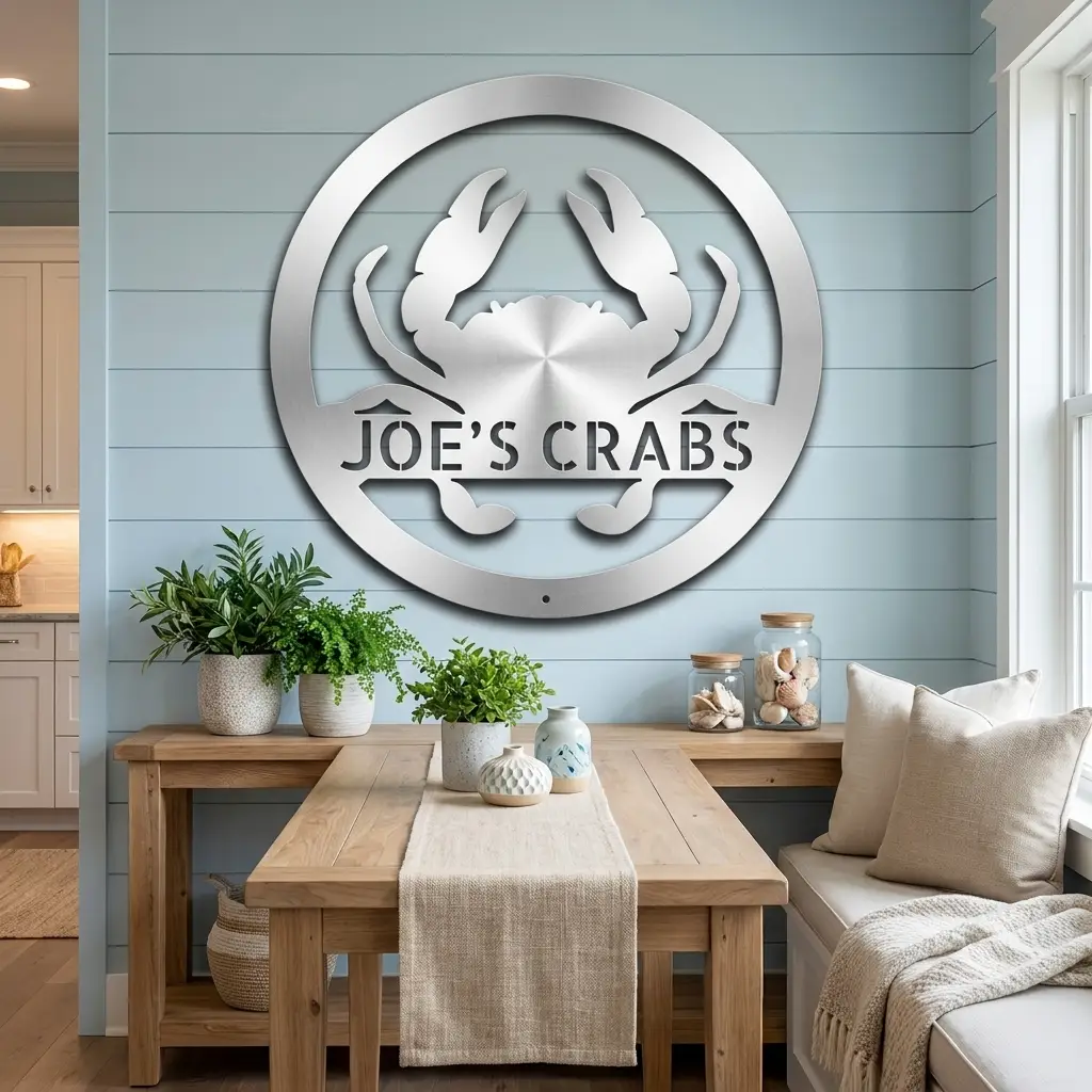 Personalized Crab Metal Wall Art | Custom Crab Shack Sign | Coastal Beach House Decor | Funny Seafood Metal Sign | Custom Outdoor Metal Wall Decor | Made in USA