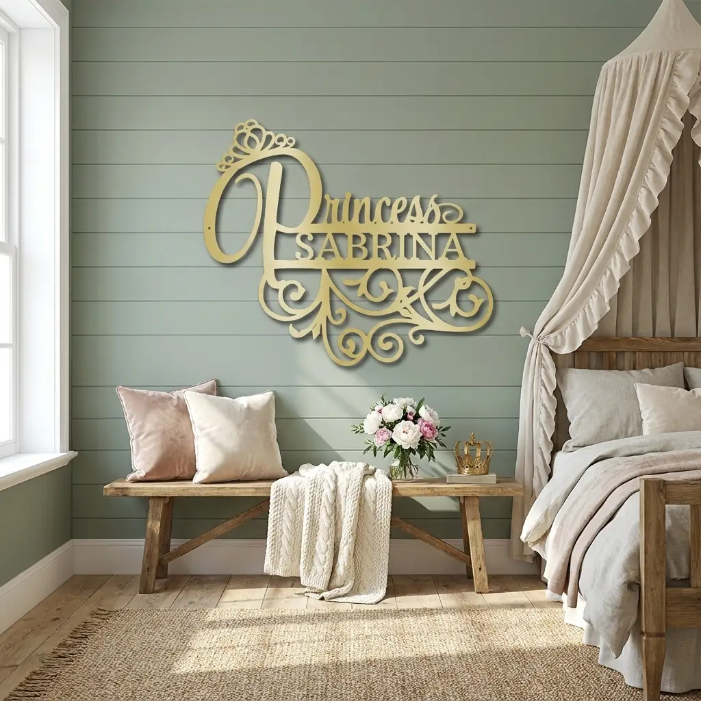 Personalized Princess Name Metal Wall Art | Custom Princess Bedroom Sign | Girls Room Decor | Crown Name Sign | Made in USA