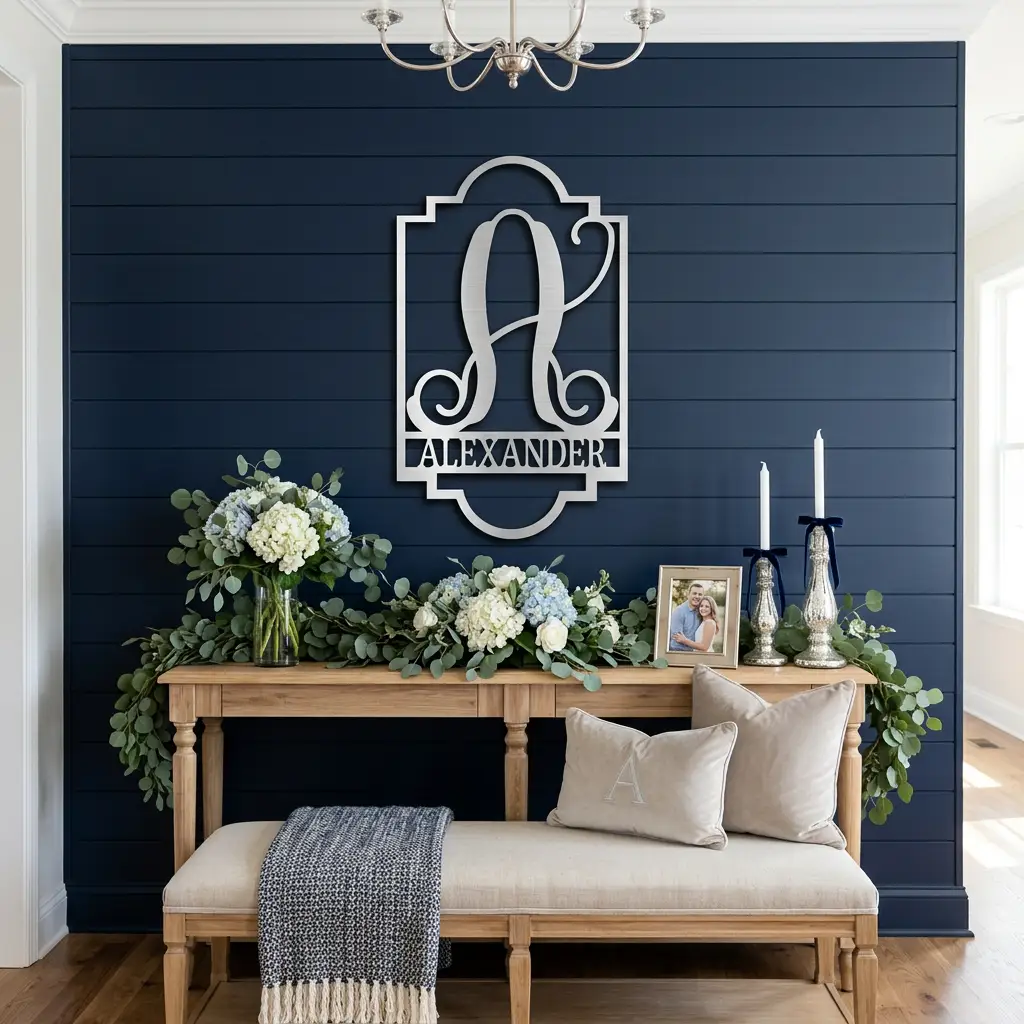 Regal Monogram Custom Name and Initial Metal Wall Art