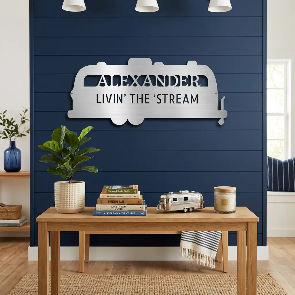 Personalized Airstream Camper Metal Sign – Custom RV Name Sign – Camper Decor – Outdoor RV Sign Gift