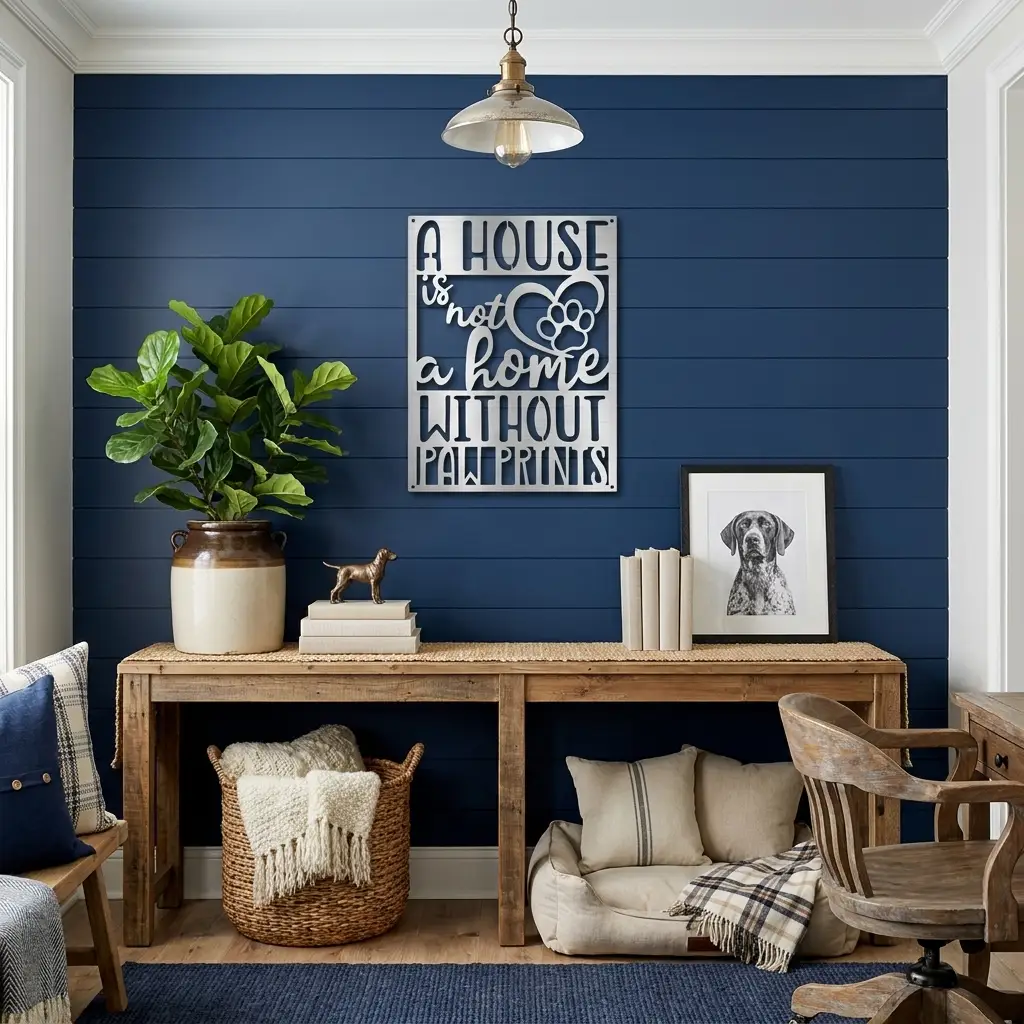 A House Is Not a Home Without Paw Prints Metal Wall Art | Dog Lover Metal Sign | Pet Quote Wall Decor | Made in USA