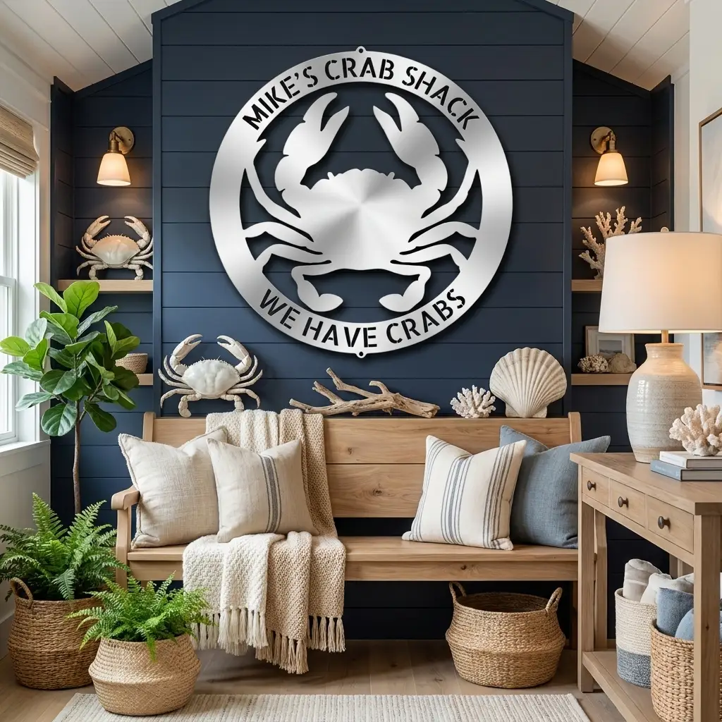 Personalized Crab Metal Wall Art | Custom Crab Shack Sign | Coastal Beach House Decor | Funny Seafood Metal Sign | Custom Outdoor Metal Wall Decor | Made in USA