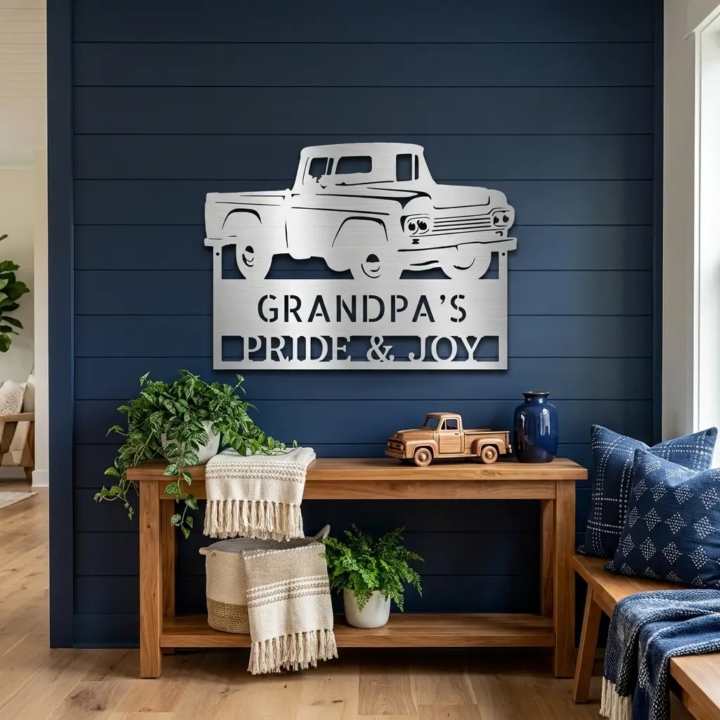 Classic Pickup Truck Personalized Metal Wall Art | Custom Vintage Truck Garage Sign | Rustic Farmhouse Truck Decor | Man Cave, Garage & Grandpa Gift | Made in USA