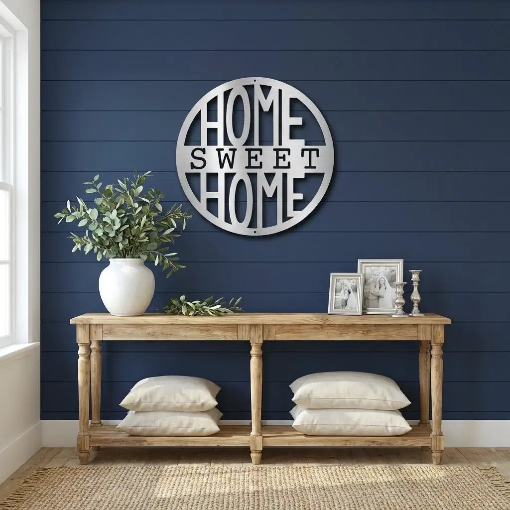 Home Sweet Home Metal Wall Art | Farmhouse Wall Decor | Rustic Home Sign | Modern Metal Wall Hanging | Made in USA
