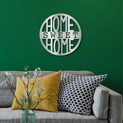 Home Sweet Home Circle Metal Art Wall Sign - Mallard Moon Gift Shop