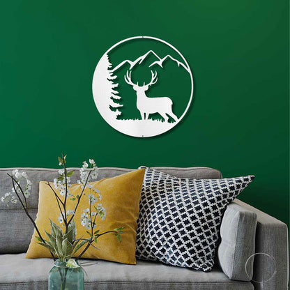 Deer Scene Metal Art Wall Sign - Mallard Moon Gift Shop