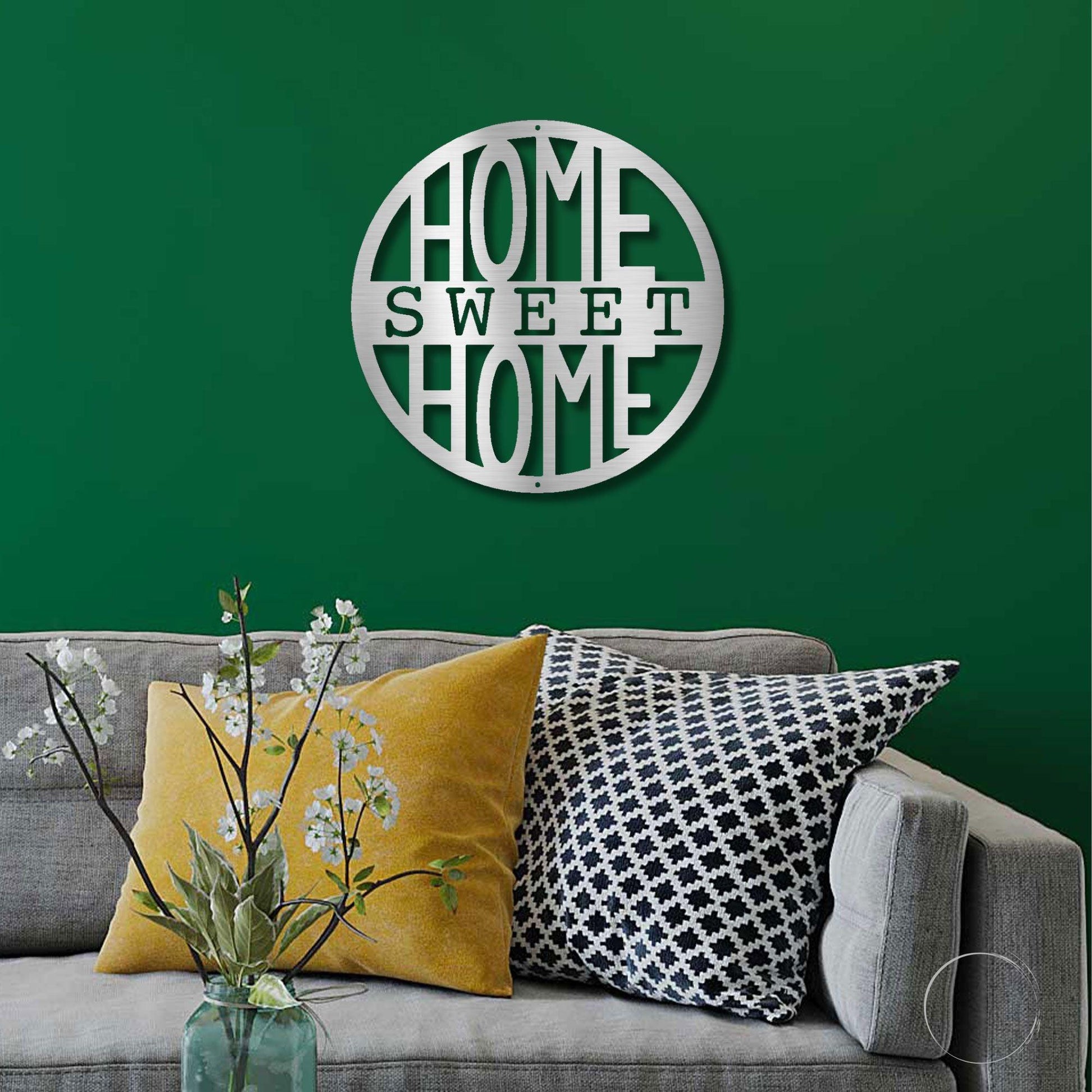 Home Sweet Home Circle Metal Art Wall Sign - Mallard Moon Gift Shop