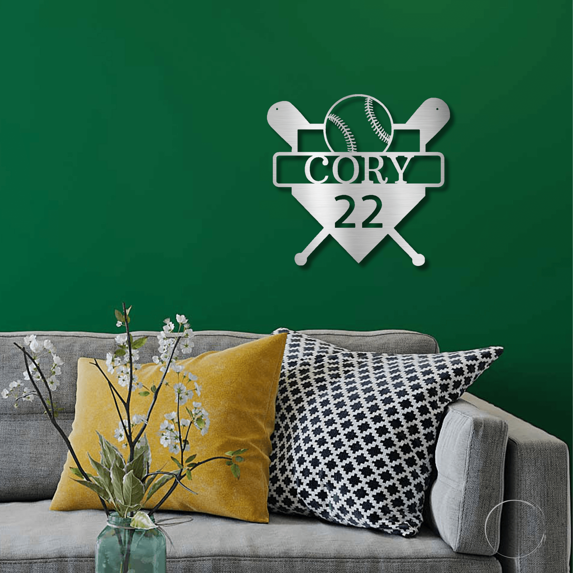 Baseball Home Plate Custom Name Metal Art Wall Sign - Mallard Moon Gift Shop