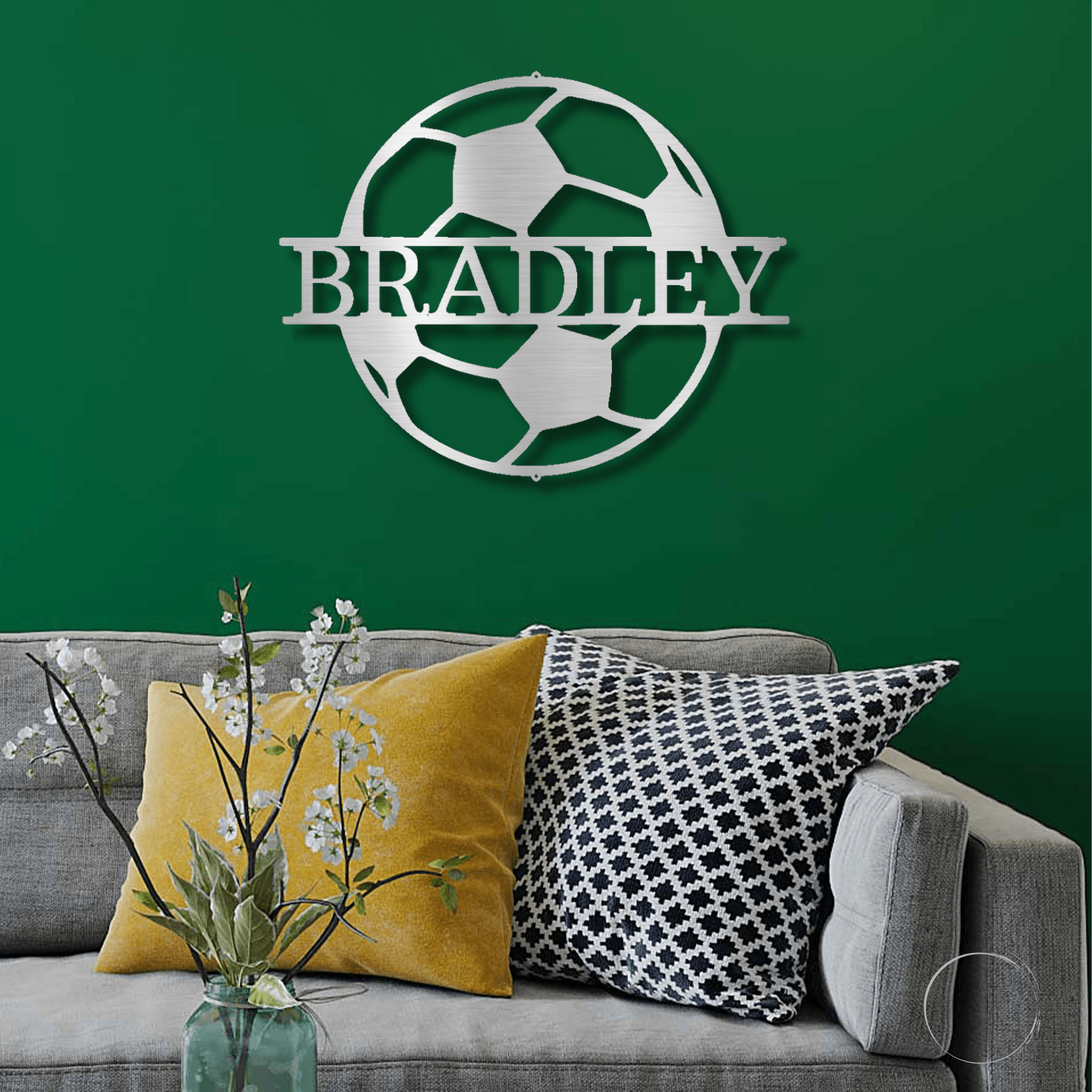 Soccer Ball Custom Name Steel Wall Sign - Mallard Moon Gift Shop