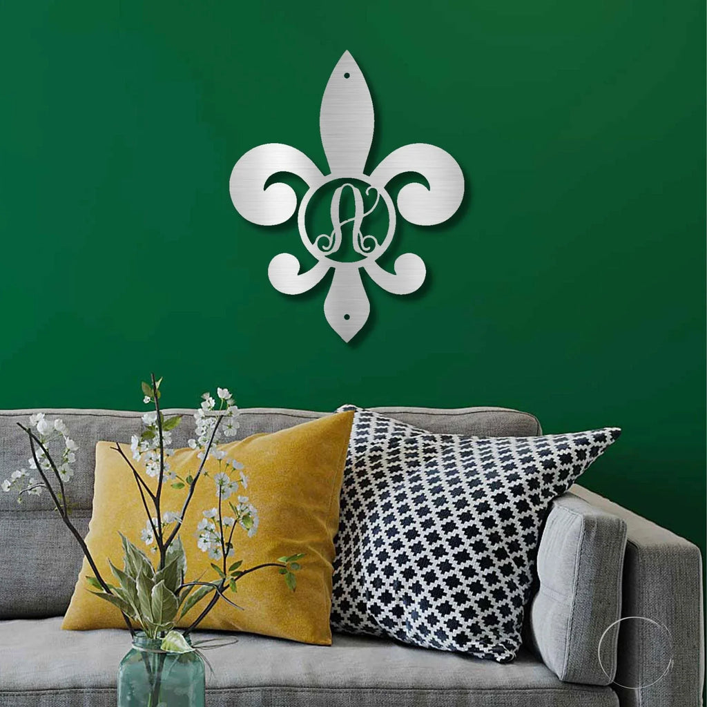 Fleur De Lis Personalized Initial Metal Art Wall Sign