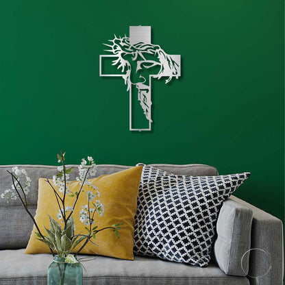 Jesus Crown of Thorns Steel Cross Sign Christian Metal Wall Decor Made in USA - Mallard Moon Gift Shop