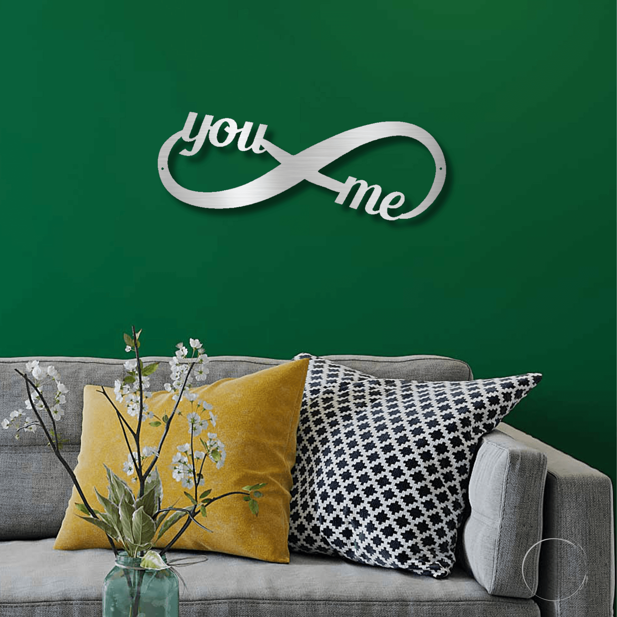 Romantic Home Decor "You & Me" Laser-Cut Infinity Metal Wall Art - Mallard Moon Gift Shop