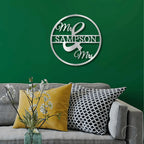 Mr and Mrs Circle Custom Name Steel Wall Sign