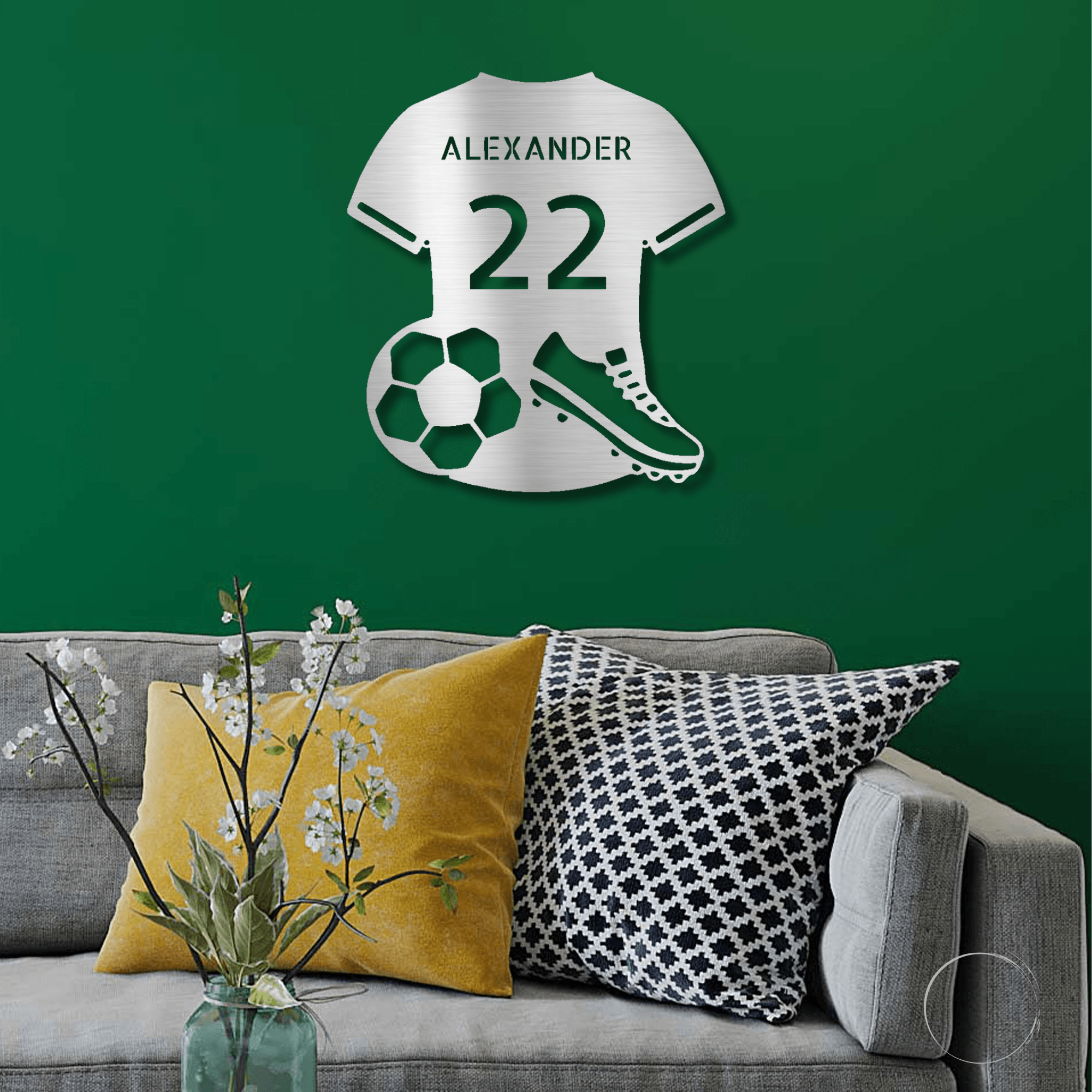 Soccer Jersey Monogram Custom Name Steel Sign Metal Wall Art - Mallard Moon Gift Shop