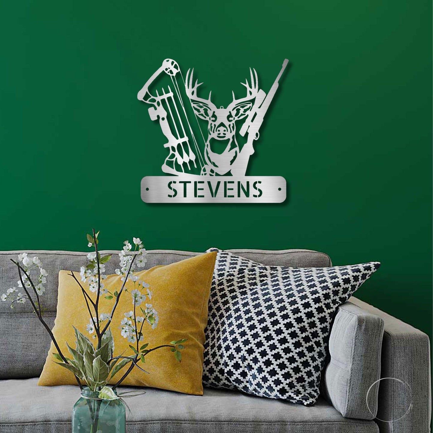 Deer Hunter - Bow Hunting Personalized Name Metal Art Wall Sign - Mallard Moon Gift Shop
