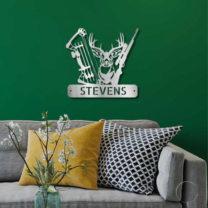 Deer Hunter - Bow Hunting Personalized Name Metal Art Wall Sign - Mallard Moon Gift Shop