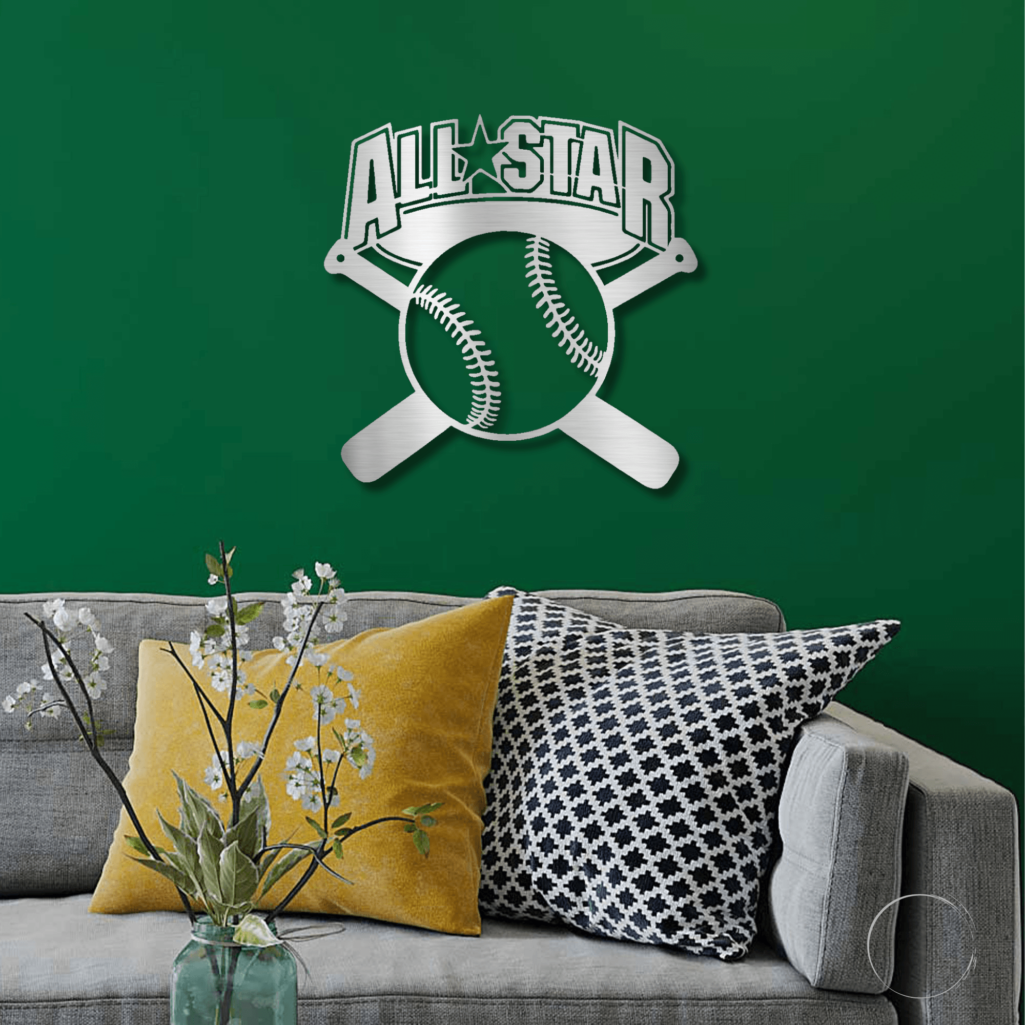 Baseball All Star Metal Art Wall Sign - Mallard Moon Gift Shop