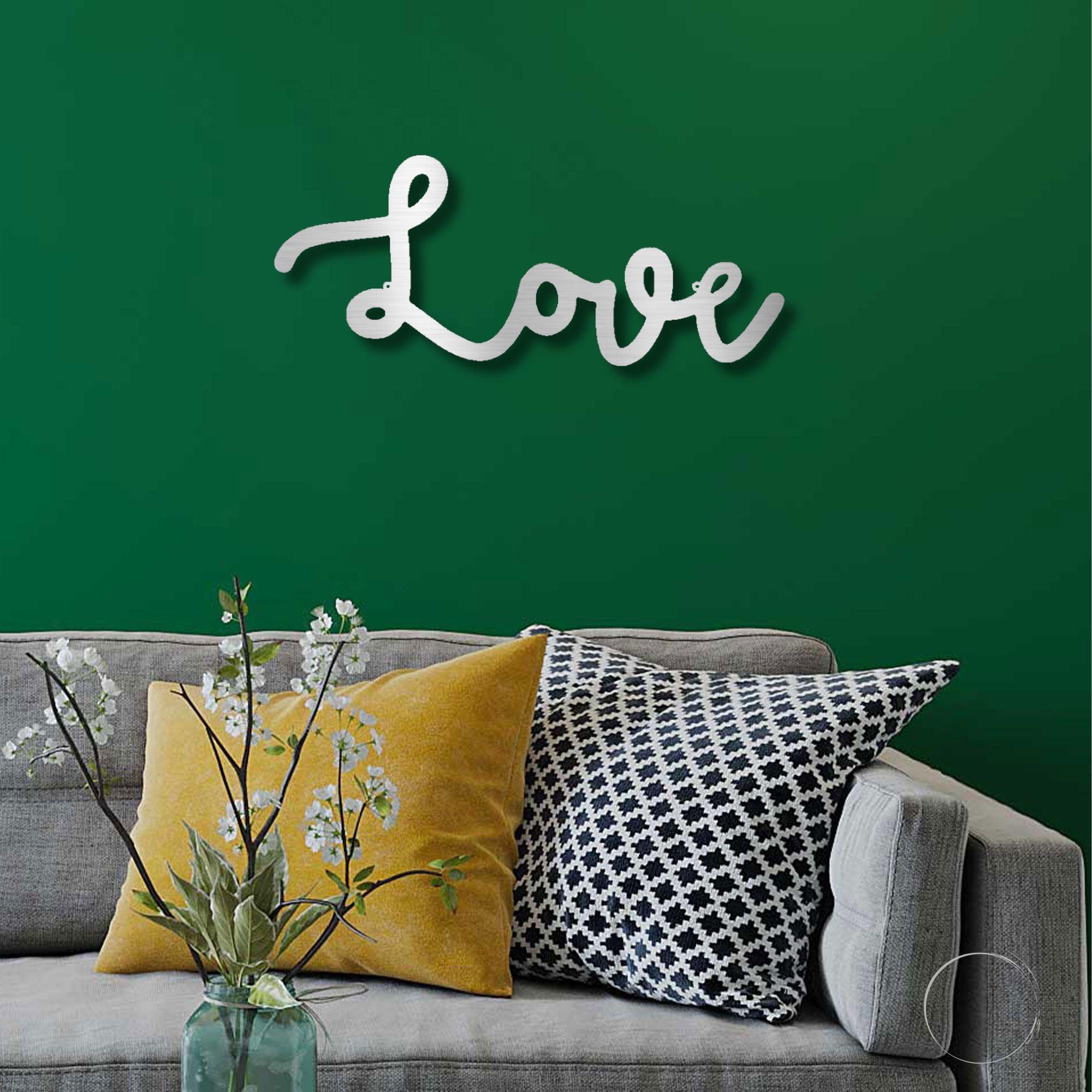 Love Script Metal Word Art Wall Sign - Mallard Moon Gift Shop