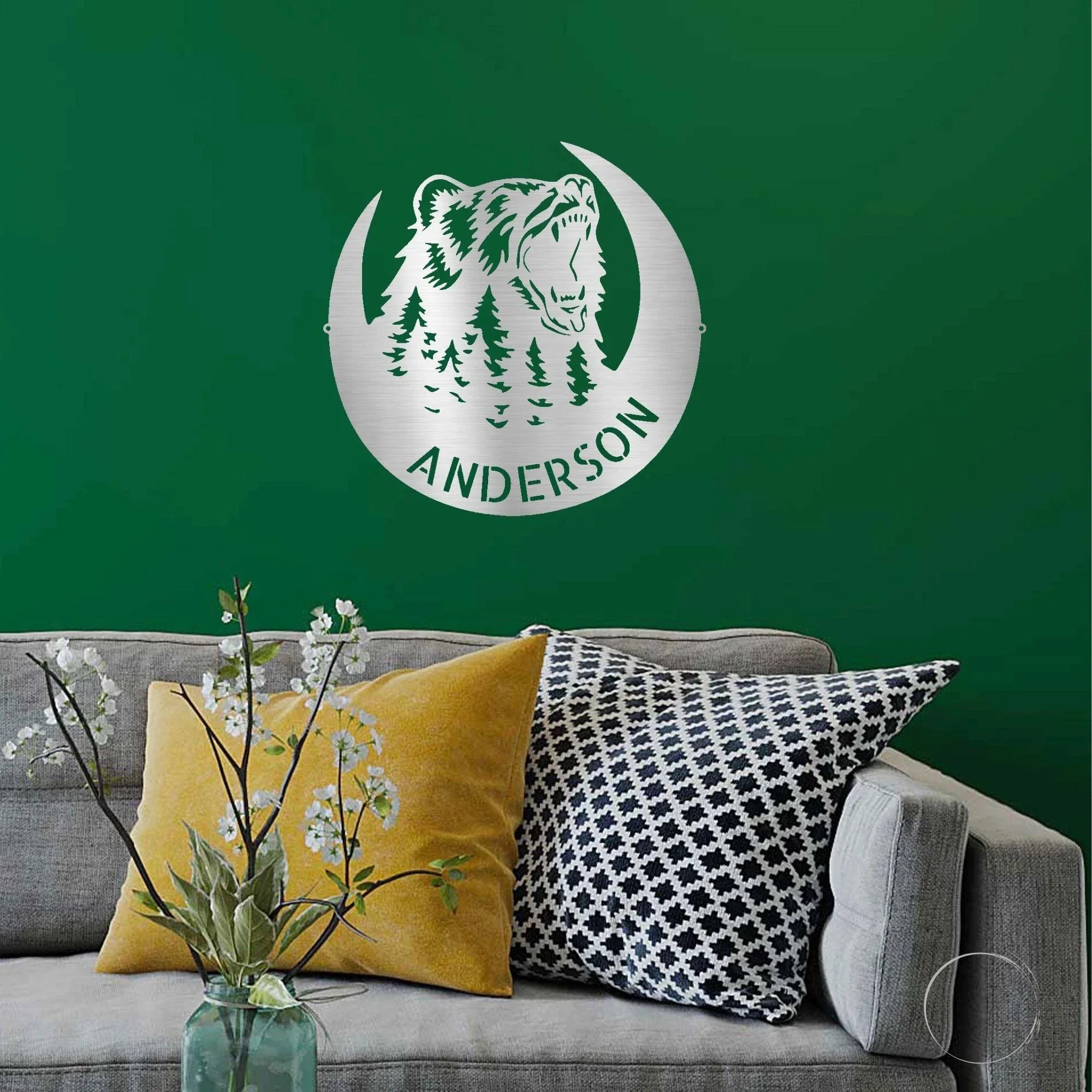Roaring Bear Custom Name Indoor Outdoor Steel Wall Sign