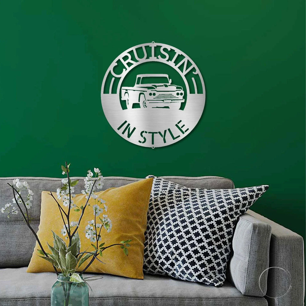 Classic Pickup Truck Personalized Indoor Outdoor Steel Sign Wall Sign