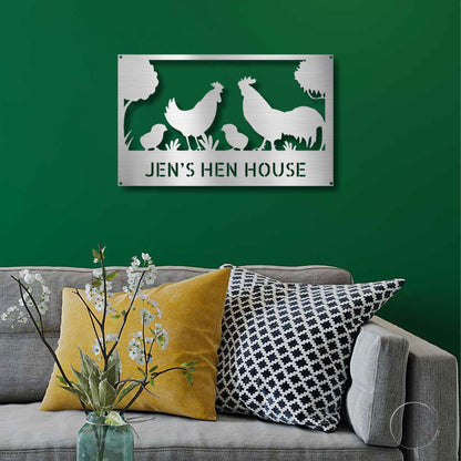 Personalized Hen House Metal Wall Art: Celebrate Your Coop with Style - Mallard Moon Gift Shop