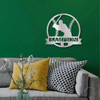Baseball Player Custom Name Metal Art Wall Sign