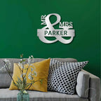 Couples Mr. and Mrs. Custom Name Monogram Indoor Outdoor Steel Wall Sign