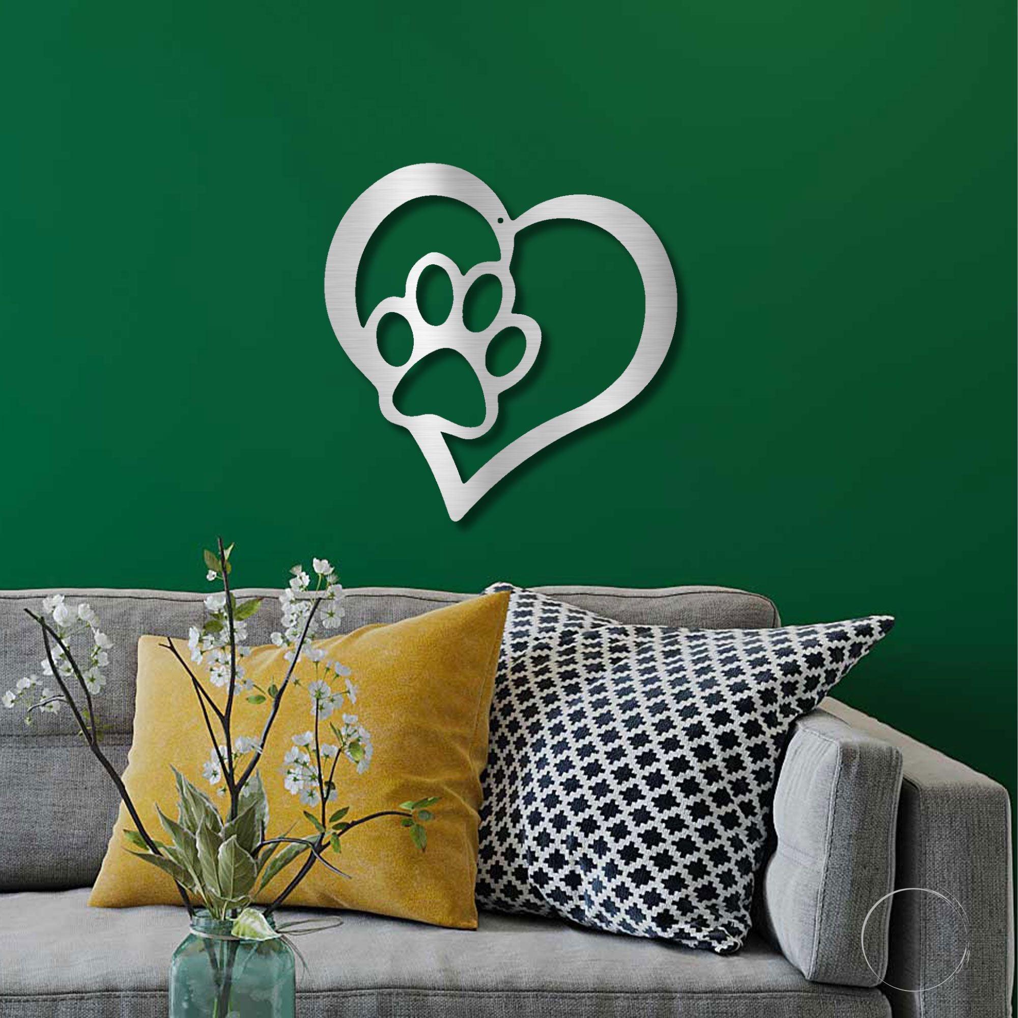 Puppy Love Paw Print Metal Art Wall Sign - Mallard Moon Gift Shop