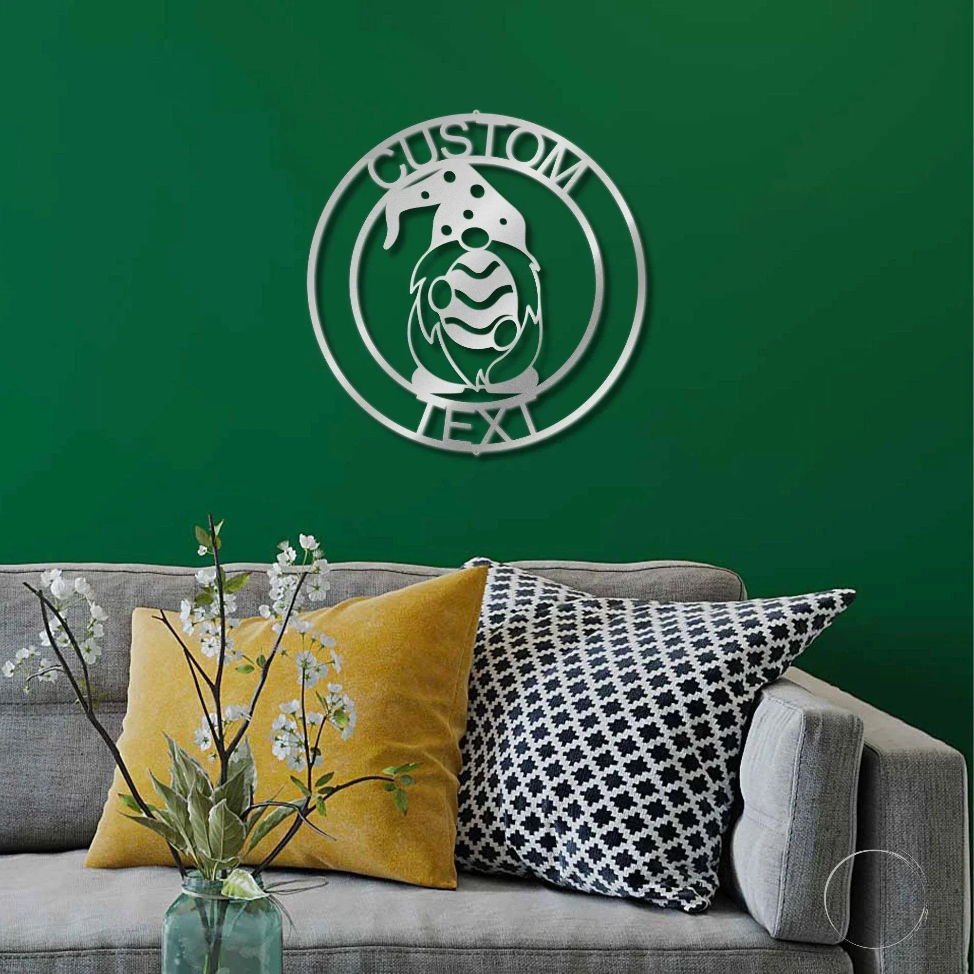 Gnome Easter Egg Custom Name Metal Art Wall Sign Home Decor