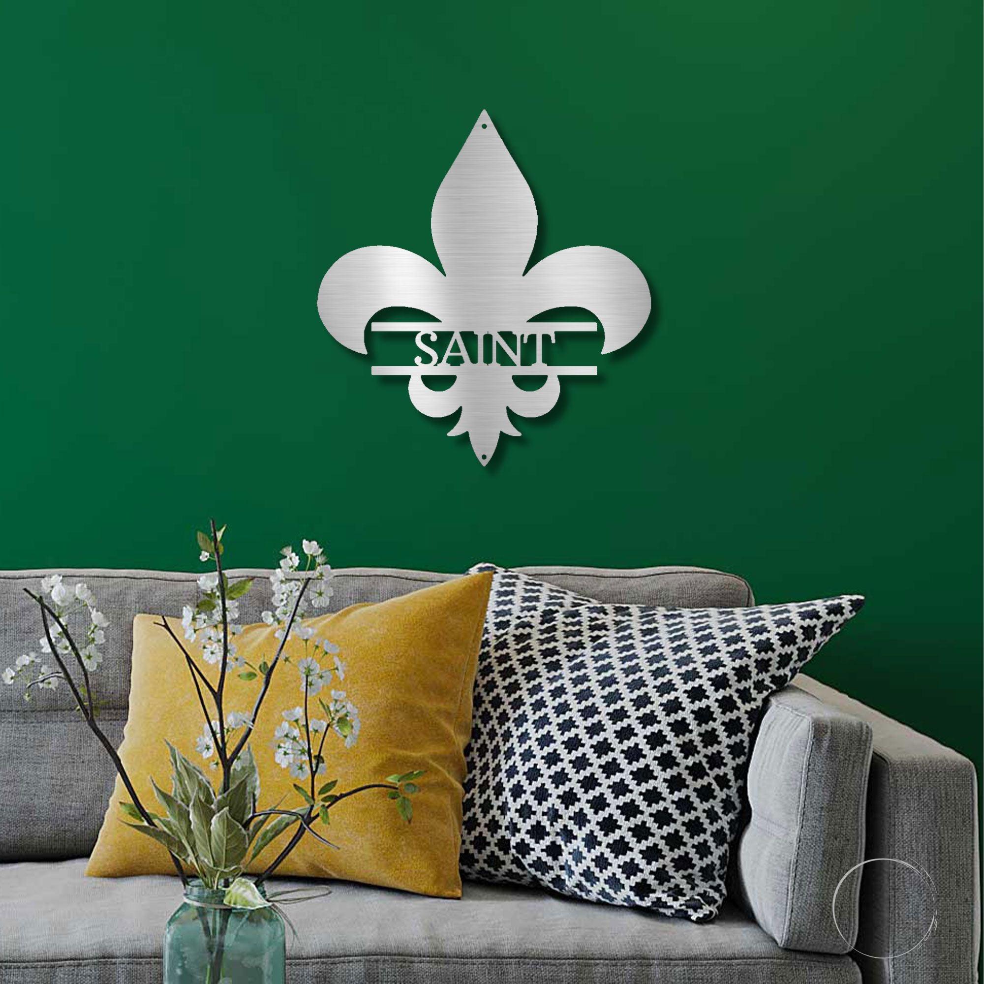 Classic Fleur De Lis Personalized Indoor Outdoor Steel Wall Sign - Mallard Moon Gift Shop