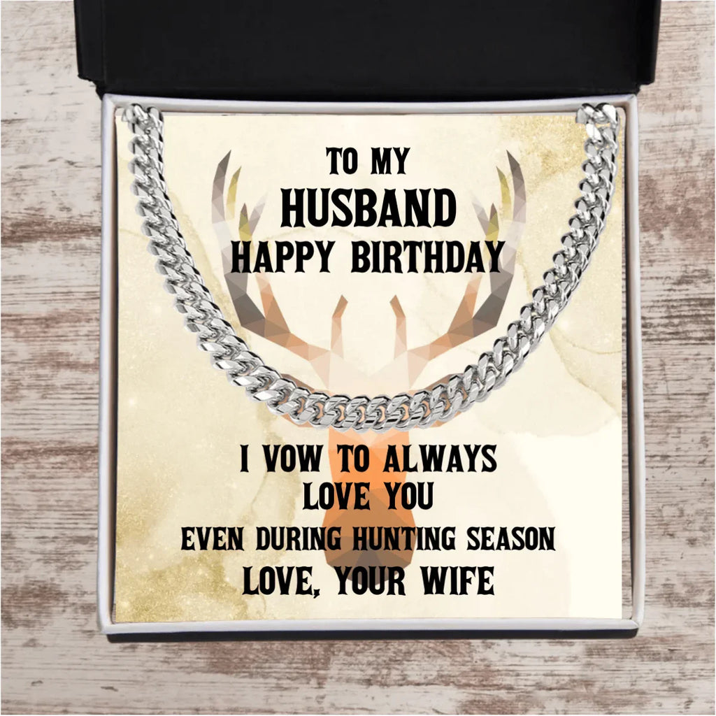 Hunter's Love Token: Funny & Personalized Cuban Necklace Birthday Gift from Wife