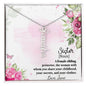 Sister A Female Sibling Personalized Vertical Name Pendant Necklace - Mallard Moon Gift Shop