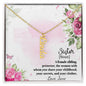 Sister A Female Sibling Personalized Vertical Name Pendant Necklace - Mallard Moon Gift Shop