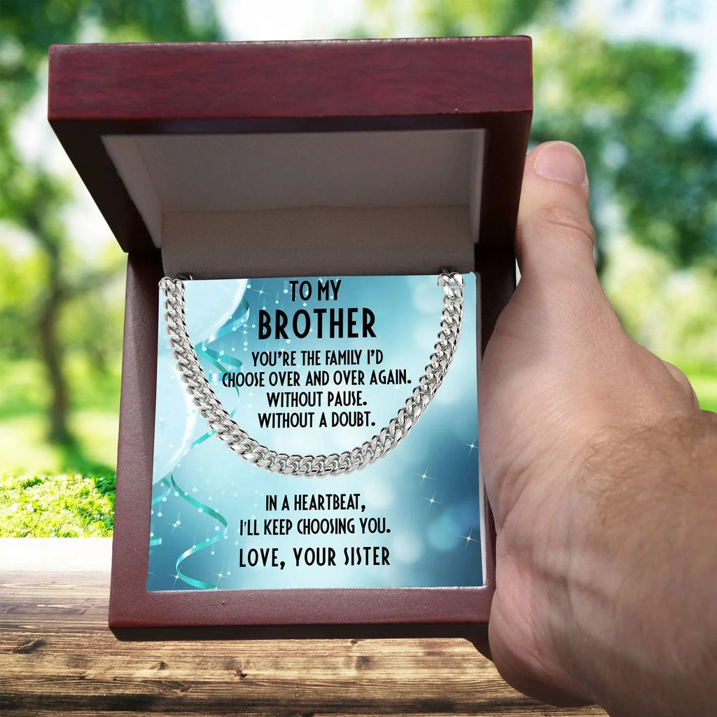 Brother Birthday Gift from Sister Cuban Link Chain Necklace