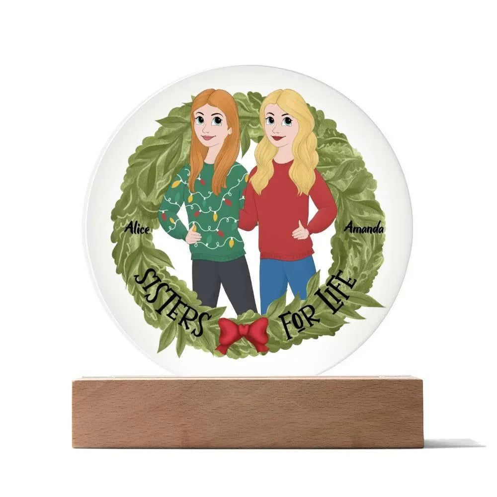 Sister Holiday Gift- Sisters are for Life Personalized Circle Acrylic Plaque